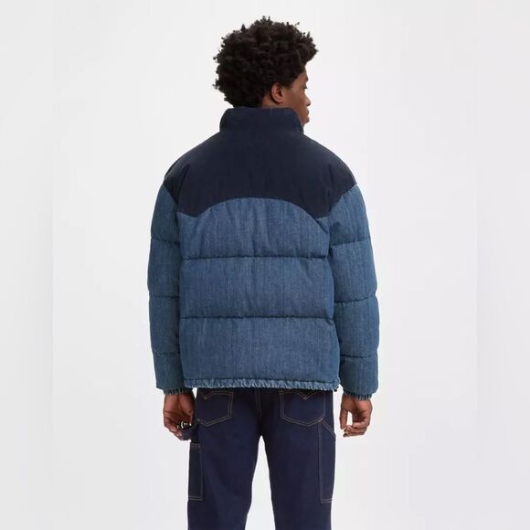 NWT Levi’s | Men’s Blue Denim Super Puffer Jacket Coat M - Picture 2 of 15
